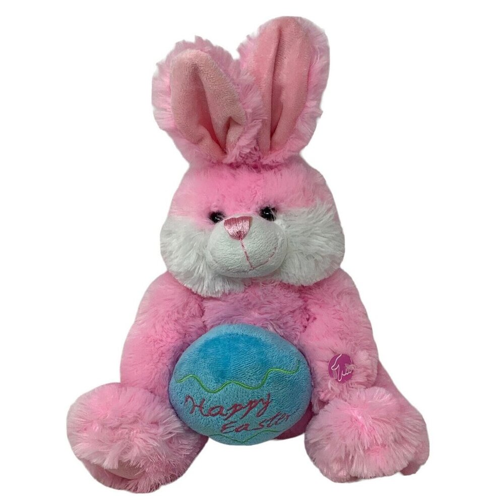 Dan Dee Pink Happy Easter Bunny Plush 18 In Stuffed Animal Rabbit Blue Egg 2010